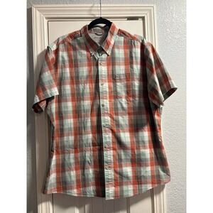 Eddie Bauer Mens Plaid Short Sleeve Button Up Shirt Stretch Cotton Blend XL